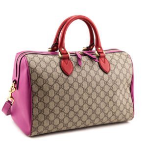 Gucci Red & Pink Supreme Boston Bag | AlmaBagz