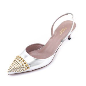 Gucci Silver & Gold-Studded Slingback Pumps Size US 9 | IT 39 | AlmaBagz