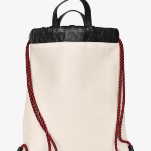 Gucci White Leather Logo Small Drawstring Backpack | AlmaBagz