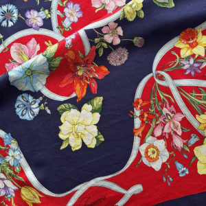 GUCCI Floral Scarf Silk Red Purple | AlmaBagz