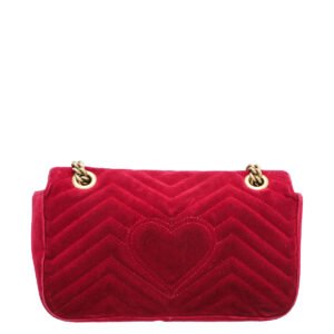 Gucci Red GG Velvet Marmont Small Bag | AlmaBagz