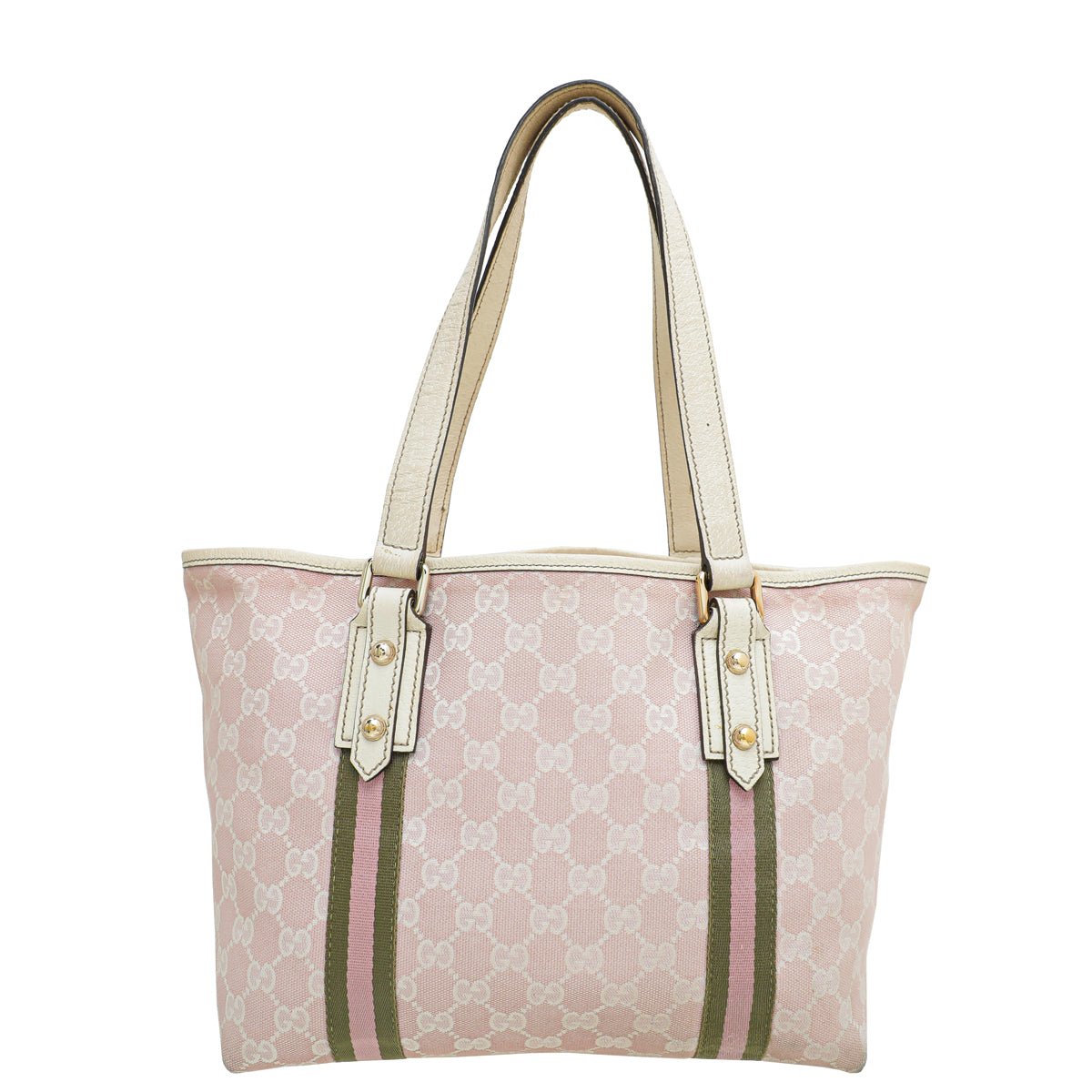 Gucci Pink GG Web Jolicoeur Tote Bag | AlmaBagz
