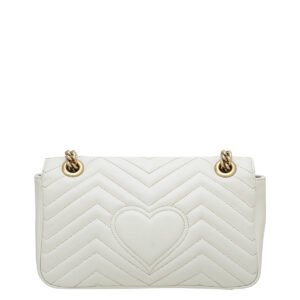 Gucci White GG Marmont Small Flap Bag | AlmaBagz