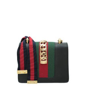 Gucci Black Sylvie Mini Chain Flap Bag | AlmaBagz