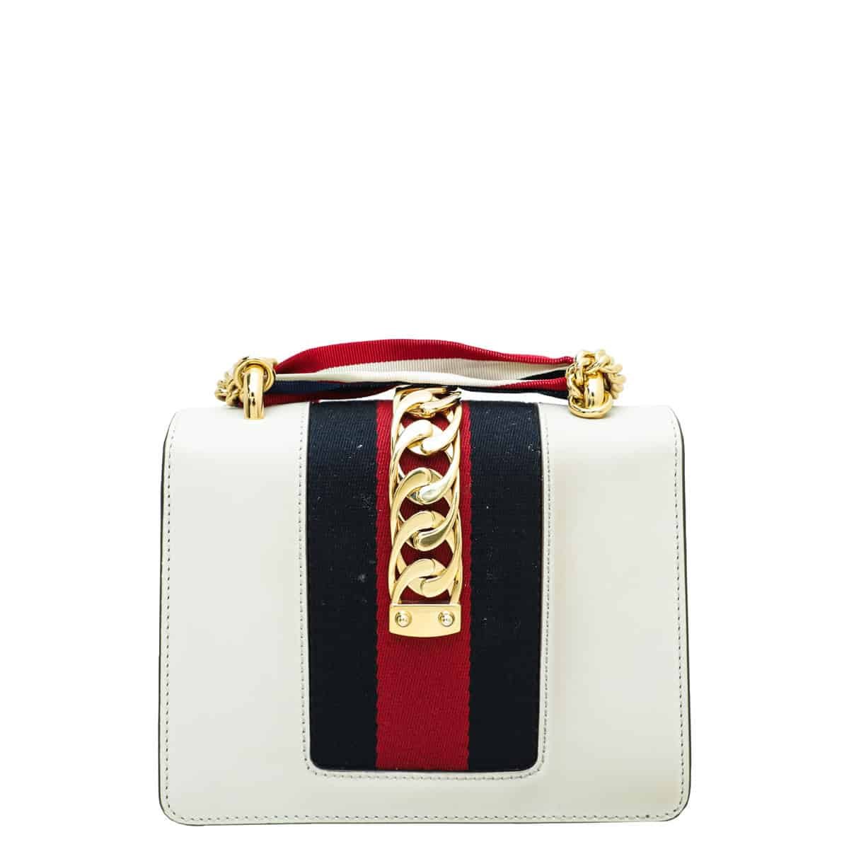 Gucci White Sylvie Mini Flap Chain Bag | AlmaBagz