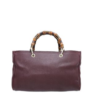 Gucci Burgundy Bamboo Shopper Tote Medium Bag | AlmaBagz