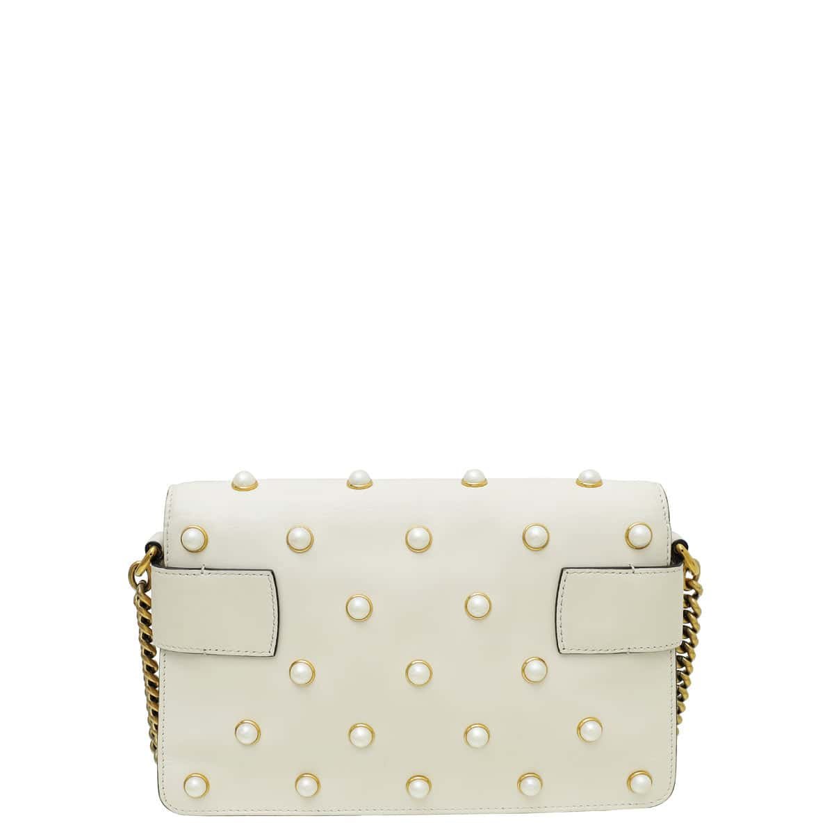 Gucci Cream Pearl Studded Mini Queen Margaret Broadway Shoulder Bag | AlmaBagz