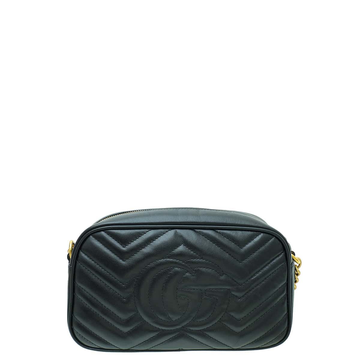 Gucci Black GG Marmont Camera Small Shoulder Bag | AlmaBagz