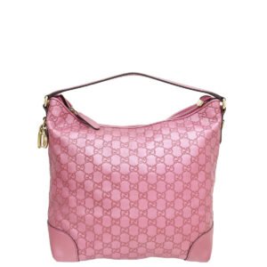 Gucci Metallic Pink Guccissima Heart-Bit Medium Hobo Bag | AlmaBagz