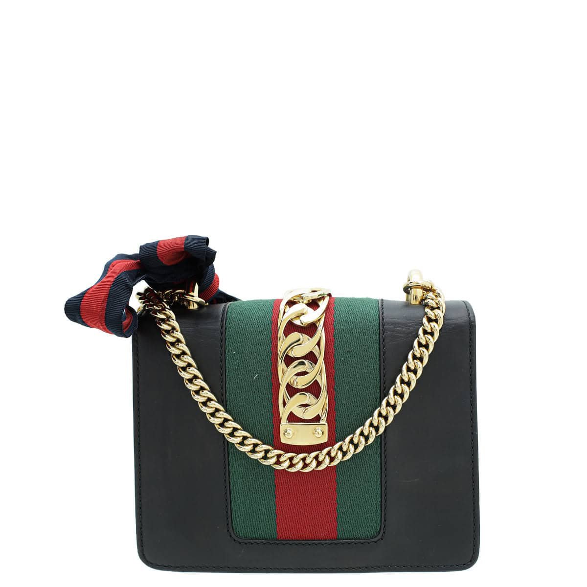 Gucci Black Sylvie Mini Chain Shoulder Bag | AlmaBagz