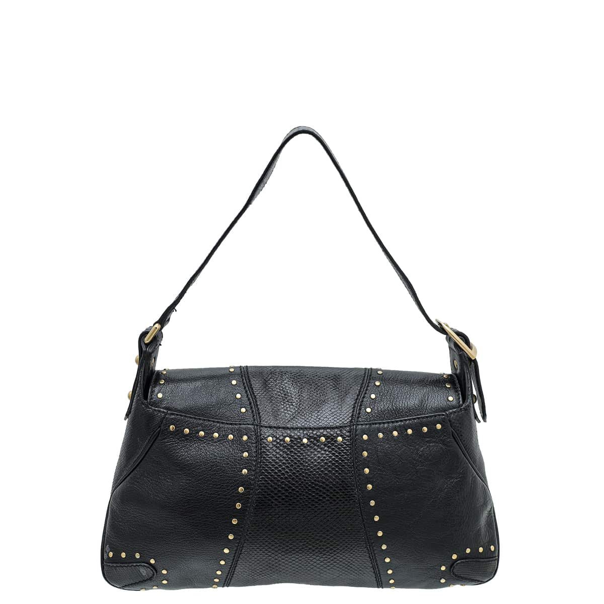 Gucci Black Studded Horsebit Chain Flap Bag | AlmaBagz