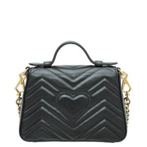 Gucci Black GG Marmont Top Handle Mini Bag | AlmaBagz