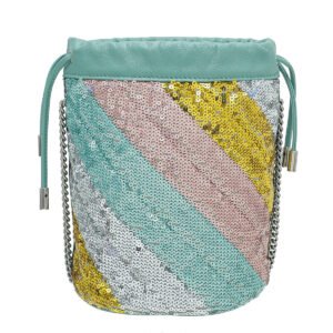 Gucci Mint Green GG Marmont Mini Sequin Bucket Bag | AlmaBagz