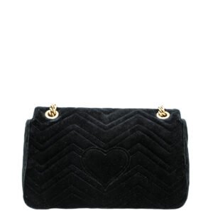 Gucci Black Multicolor Velvet "LOVED" Floral Embroidered GG Marmont Medium Bag | AlmaBagz