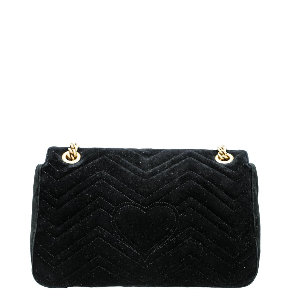 Gucci Black Multicolor Velvet "LOVED" Floral Embroidered GG Marmont Medium Bag | AlmaBagz