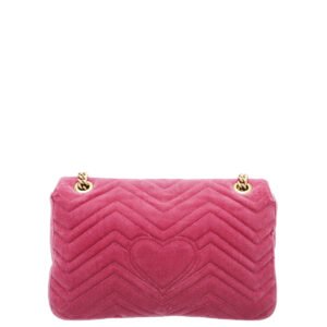 Gucci Pink GG Velvet Marmont Blind For Love Medium Bag | AlmaBagz