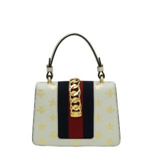 Gucci White Sylvie Top Handle Bee Star Mini Bag | AlmaBagz