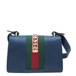 Gucci Navy Blue Sylvie Small Bag | AlmaBagz