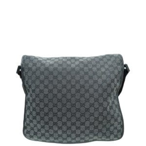 Gucci Black Denim GG Hysteria Double Buckle Flap Messenger Bag | AlmaBagz