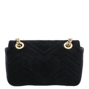 Gucci Black Velvet GG Marmont Mini Bag | AlmaBagz