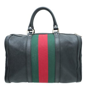 Gucci Black Web Boston Bag | AlmaBagz