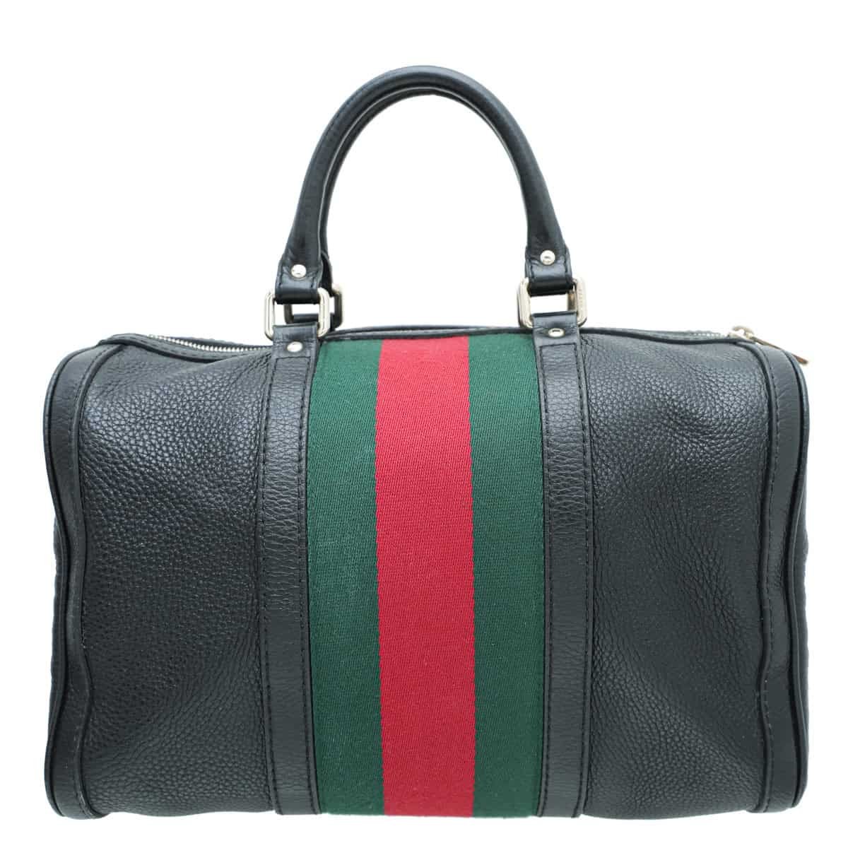 Gucci Black Web Boston Bag | AlmaBagz