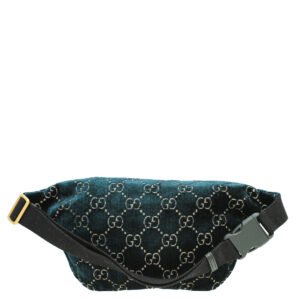 Gucci Petrolum Blue Velvet GG Web Belt Bag | AlmaBagz