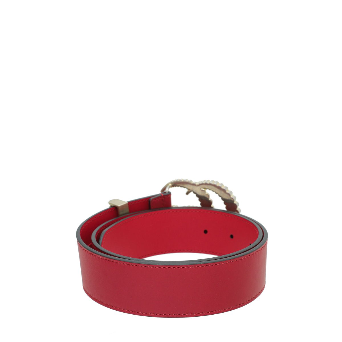 Gucci Red Double G Torchon Belt 32 | AlmaBagz
