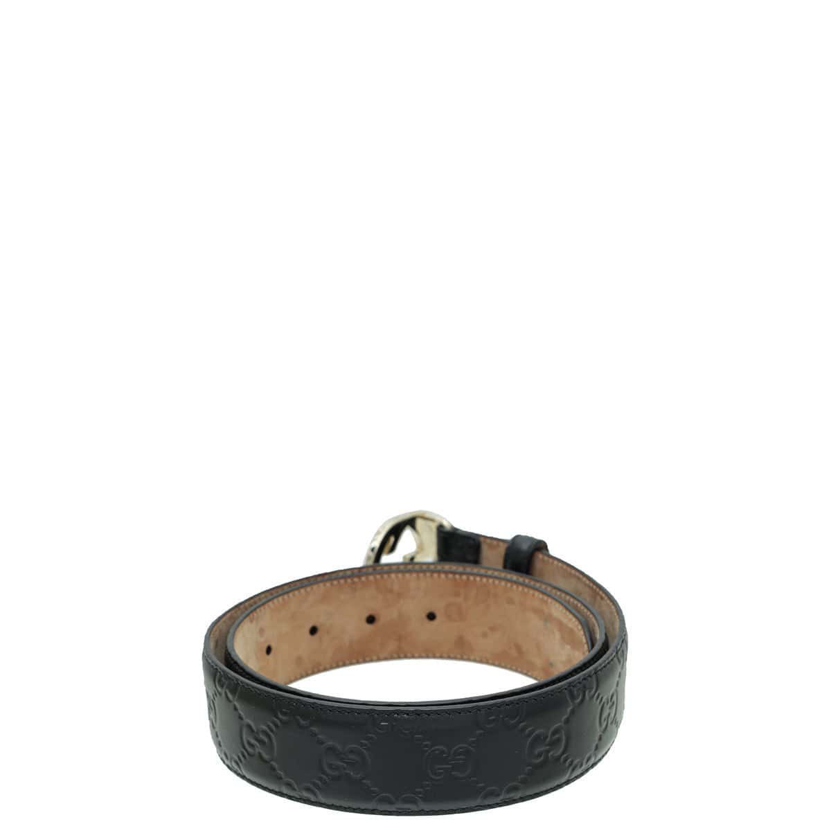Gucci Black Guccissima Interlocking G Buckle Belt 34 | AlmaBagz