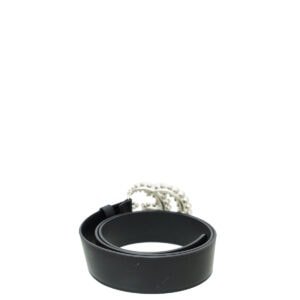 Gucci Black Double G Crystal Leather Belt 36 | AlmaBagz