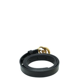 Gucci Black Double G Buckle Slim Belt 32 | AlmaBagz