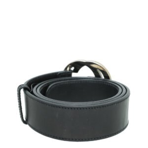 Gucci Black Double G Leather Belt 36 | AlmaBagz