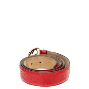 Gucci Red Guccissima Interlocking G Buckle Belt 38 | AlmaBagz