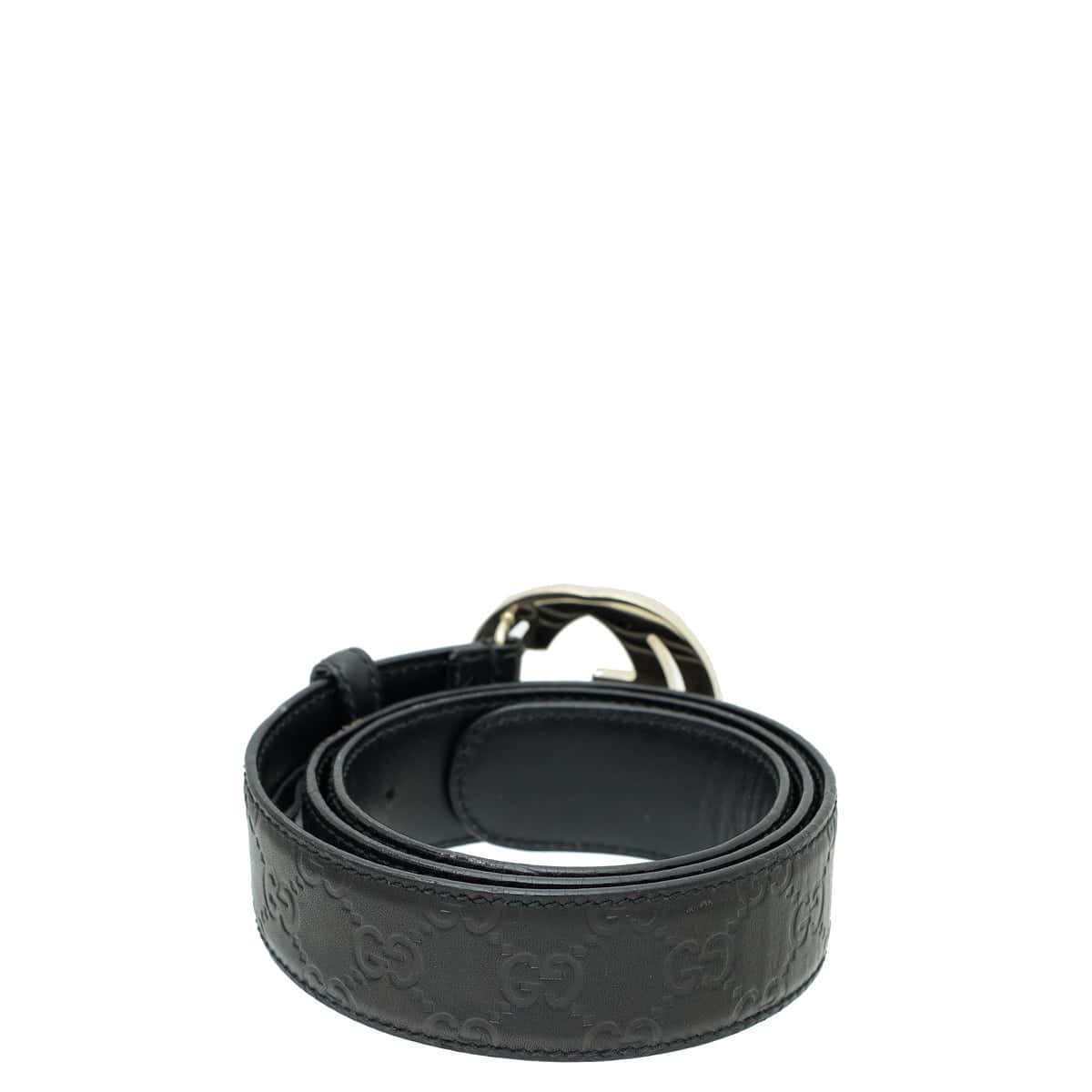 Gucci Black Guccissima Interlocking G Buckle Belt 38 | AlmaBagz