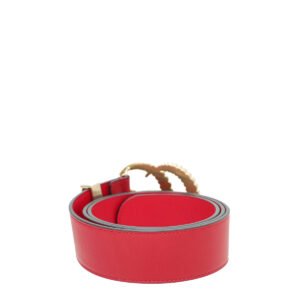 Gucci Red Double G Torchon Leather Belt 36 | AlmaBagz