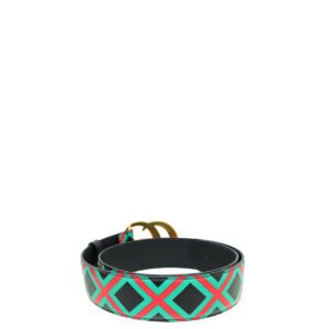 Gucci Tricolor Double G Criss Cross Print Belt 30 | AlmaBagz
