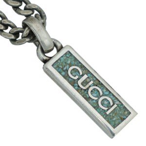 Gucci Silver Logo Enamel Pendant Necklace | AlmaBagz