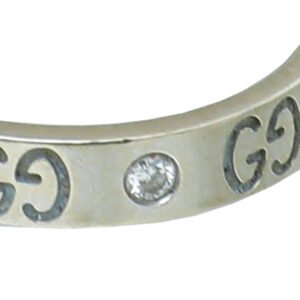 Gucci 18K White Gold Diamond GG Icon Thin Ring 14 | AlmaBagz