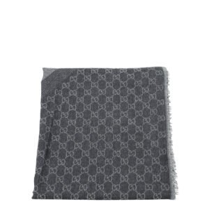 Gucci Grey GG Wool Jacquard Shawl | AlmaBagz