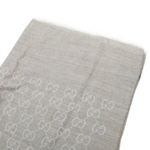 Gucci Beige GG Wool Silk Scarf | AlmaBagz