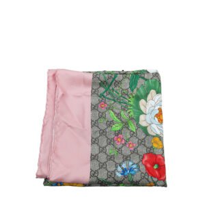 Gucci Ebony Multicolor GG Flora Print Silk Scarf | AlmaBagz