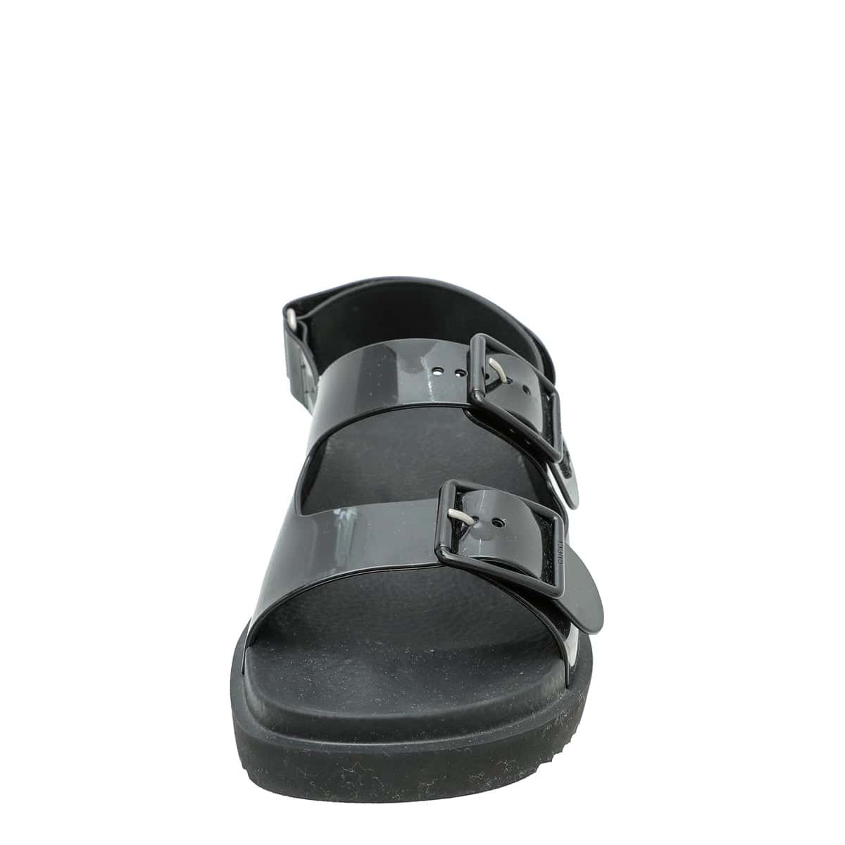 Gucci Black Mini Double G Rubber Sandal 38 | AlmaBagz