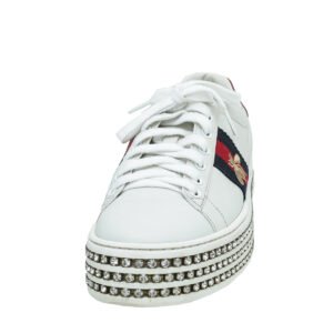 Gucci White Crystal Platform Ace Bee Sneakers 37 | AlmaBagz