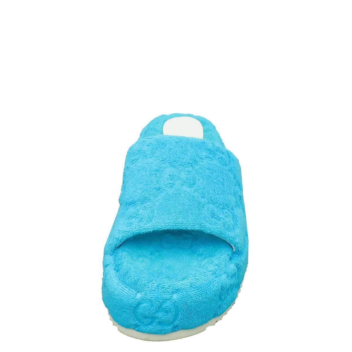 Gucci Sky Blue GG Terry Platform Slides 36.5 | AlmaBagz