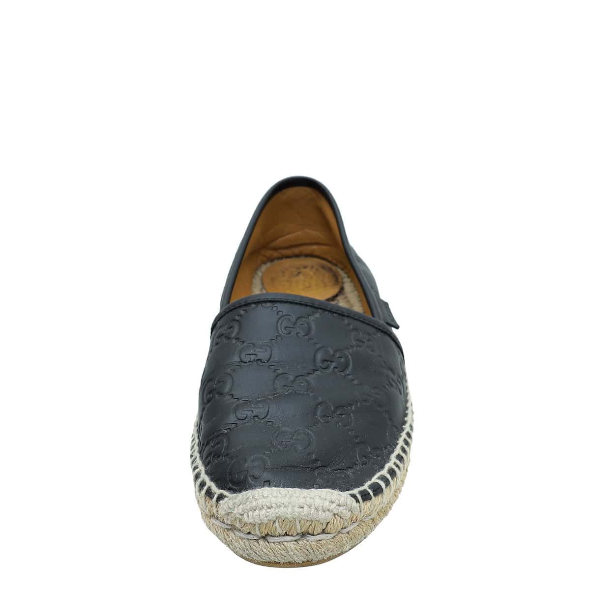 Gucci Black Guccissima Espadrille Flats 39 | AlmaBagz