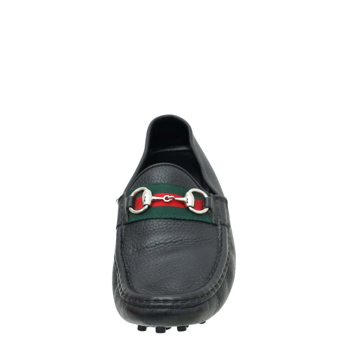 Gucci Black Web Horsebit Loafers 39 | AlmaBagz