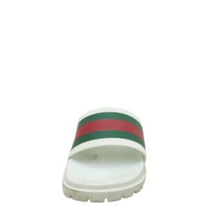 Gucci White Men's Web Rubber Slide Sandals 9 | AlmaBagz
