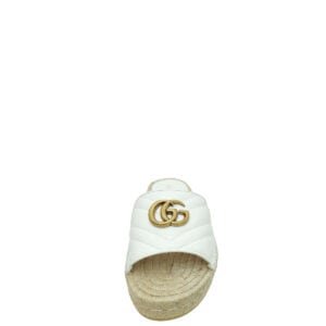 Gucci White GG Marmont Espadrille Slide Sandals 35.5 | AlmaBagz