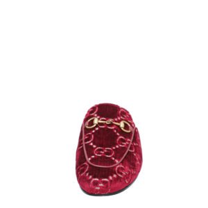 Gucci Hibiscus Red GG Velvet Princetown Mules 35 | AlmaBagz