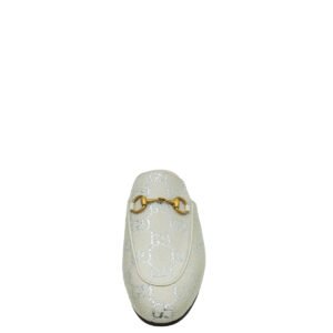 Gucci GG Metallic Light Grey Princetown Mules 35 | AlmaBagz